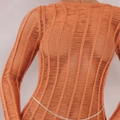 Robe Longue En Maille Tricot Marron Clair à Franges Et Dos Nu -Jolie Vêtue Soldes Magasin 7cd2037766c9f4c6b8ac152c157111e32754e1bc cnc6520 4