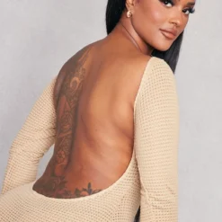 Shape Robe Texturée Gris Pierre à Dos Ouvert Et Manches Longues -Jolie Vêtue Soldes Magasin 7d250704622f31a0200aee495776bbf6b9e7b267 cne3700 4