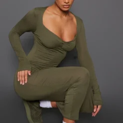 Robe Mi-longue Vert Sauge Kaki En Jersey à Noeud Sous Le Buste -Jolie Vêtue Soldes Magasin 7d55ed1ee72384b8f76ab93c444973c90d97f563 cnc9055 3