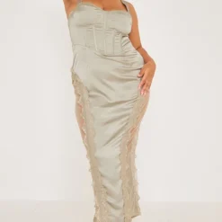 Plus Robe Longue Vert Sauge à Corset Et Parties En Dentelle -Jolie Vêtue Soldes Magasin 7d5d0f92c489495038b76ce770e7d3bbdccfb634 cne0739 1