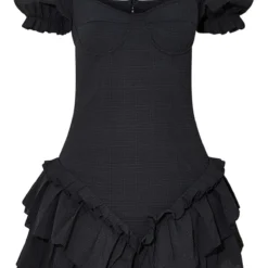 Robe Noire Texturée à Manches Bouffantes Et Jupe Volantée -Jolie Vêtue Soldes Magasin 7db952badbd9777d0bf3c3a90bce22a4d5b008c2 cmt1597 5