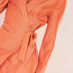 Robe Blazer Portefeuille Texturée Rouille Effet Lin Nouée à La Taille -Jolie Vêtue Soldes Magasin 7ddecac5472c5bd0e7ac9dd1e488e164cab63076 cne1362 4