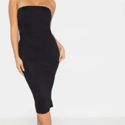 Petite Robe Bandeau Longue En Jersey Noir
