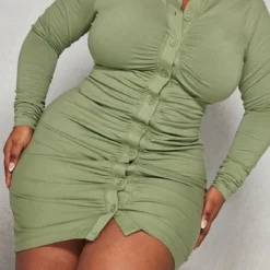 Zero Plus Robe Chemise Moulante Côtelée Froncée Kaki -Jolie Vêtue Soldes Magasin 7decb5450e8abfa57a131988e7c6eccb26972f38 cnc5260 4