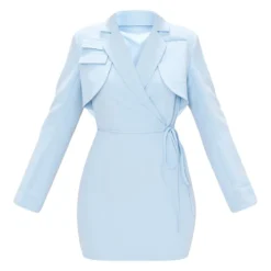 Robe Blazer Style Utilitaire Bleue à Manches Longues Et Ceinture -Jolie Vêtue Soldes Magasin 7dfa83d183093c0c69ba6e843c9a01448b3493ea cmy7181 5