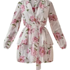 Robe Patineuse Blanche à Imprimé Floral En Mousseline De Soie Avec Décolleté Plongeant -Jolie Vêtue Soldes Magasin 7ea65d0a3844dfb8be7074615efd888e2a8d1a7f clv2486 5