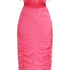 Plus Robe Mi-longue Froncée Découpée Rose Vif -Jolie Vêtue Soldes Magasin 7eb631e06c8426f8e25cf0a87c20bdb854347cc8 cnc9699 5