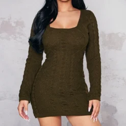 Petite Robe Pull En Maille Torsadée Kaki -Jolie Vêtue Soldes Magasin 7f22a156608bb40de0df057007f243d337a63214 cnc2380 3