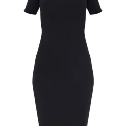 Robe Longue Côtelée Noire à Détail Col -Jolie Vêtue Soldes Magasin 7f5ad1ca693f9710e8def05992cec3e96d3aa847 cmt3816 6