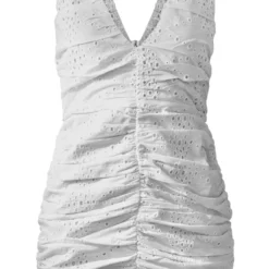 Robe Moulante Froncée Blanche Brodée à Décolleté Et Ourlet Volanté -Jolie Vêtue Soldes Magasin 7f64b4891907bcb3dab72b2c1e4ebdb3684934c1 cnd5481 5