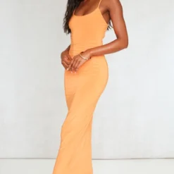 Robe Longue Moulante Orange Découpée Dans Le Dos à Col Rond Et Bretelles -Jolie Vêtue Soldes Magasin 7f9515e8125d012162c2dff0adfed43bc34e4925 cnd7696 3