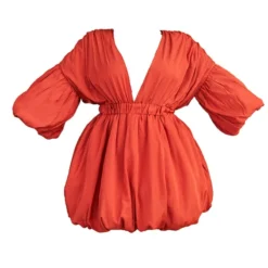 Plus - Robe Rouille Bouffante à Manches Ballon -Jolie Vêtue Soldes Magasin 7fa30c0120debbc1e012398be2b5529f4232d088 cmw4142 6