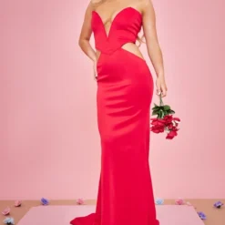Robe Longue Découpée En Néoprène Rouge à Armatures -Jolie Vêtue Soldes Magasin 7fedea70b27ae12c371d79c41abe3287bef283c2 cnd9022 3