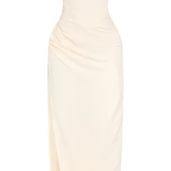 Shape Robe-bustier Fendue Mi-longue En Maille Tissée Froncée Crème -Jolie Vêtue Soldes Magasin 8029f465b71512c52aafdabbb8fe27b3d8c73ffe cne3502 5