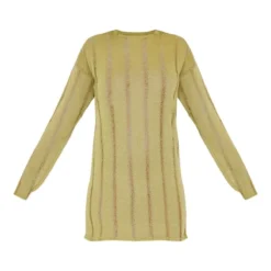 Robe Droite Texturée Vert Olive Déchirée à Manches Longues Oversize -Jolie Vêtue Soldes Magasin 804ea7a77a1b002fbc273fa25da35e663b104f4e cna0984 5