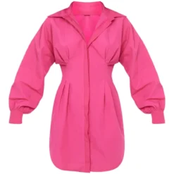 Robe Chemise Ajustée Rose Vif à Manches Longues -Jolie Vêtue Soldes Magasin 8076464f93d8538f7a8c663b86a9dbec2b40f320 cne1922 5