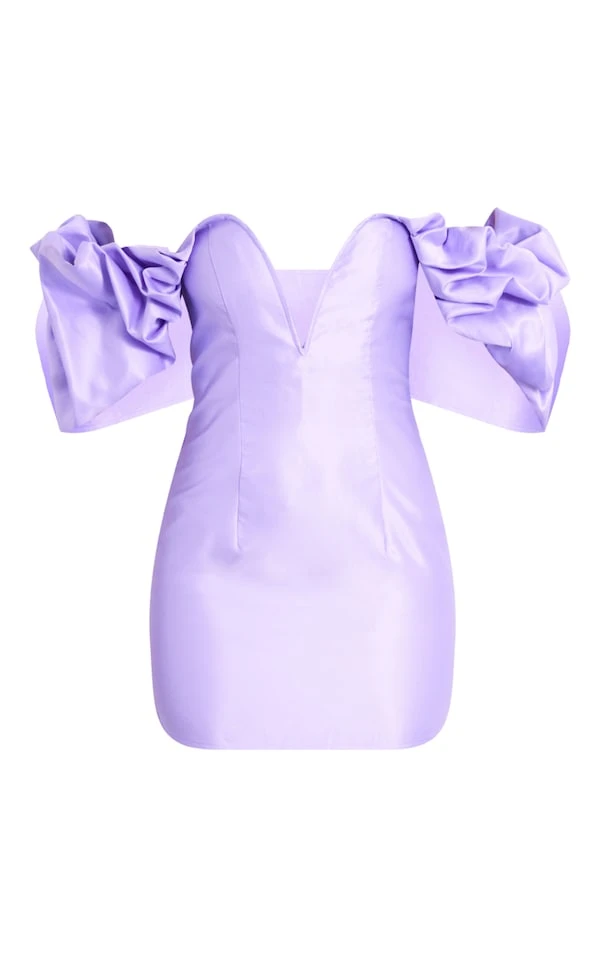 Petite Robe Moulante Lilas à Décolleté Plongeant Et Manches Volantées 7 Petite Robe Moulante Lilas à Décolleté Plongeant Et Manches Volantées – Image 5
