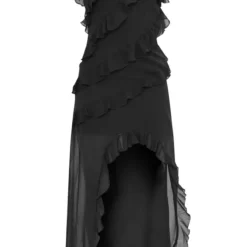Tall Robe Longue Volantée Noire à Bretelles -Jolie Vêtue Soldes Magasin 80b7db4ab975e3f43ccaefb48f01f536da1019fb cne8160 5