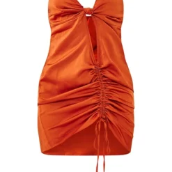 Robe Moulante Satinée Orange à Buste Noué Découpé Et Fronces -Jolie Vêtue Soldes Magasin 80c2f439bae12e5b2e38ed0e2220c8a672fbd4fc cnd7652 5
