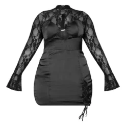 Plus Robe Moulante Noire Satinée En Dentelle à Détail Froncé -Jolie Vêtue Soldes Magasin 80f4bc57f4058d4951e0c050ea060f398a517115 cna9978 5