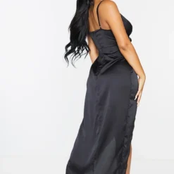 Petite Robe Longue Satinée Noire Détail Portefeuille -Jolie Vêtue Soldes Magasin 810c5e4e695d20bbb69dacb8b08e5cc9664532bb cme0721 3