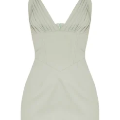 Robe Moulante En Maille Tissée Vert Sauge Kaki à Bonnets Plissés Et Dos Nu -Jolie Vêtue Soldes Magasin 81464d02b572d65ade169517b403187aeb881f11 cne3774 5