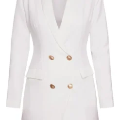 Robe Blazer Blanche à Boutons Dorés -Jolie Vêtue Soldes Magasin 8162dd73cdcd04d9ddb0e1247c8564c46471fb62 clz5433 5