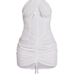 Robe Moulante Blanche Style Corset Froncée Effet Lin -Jolie Vêtue Soldes Magasin 816e9a866e03d4c259a60ca2434e8e805b62d91d CMS9348 5