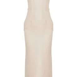 Robe Longue Satinée Crème à Armatures Et Bretelles -Jolie Vêtue Soldes Magasin 817405a6d325d0523f4457e821ad468c7c017699 cnd8010 5