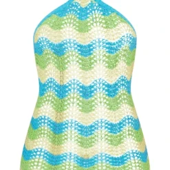 Robe Dos Nu En Maille Tricot Crochetée Bleue à Effet Vague -Jolie Vêtue Soldes Magasin 81ae29b461c18aef056e5719c385888281925eaf cnc6511 5