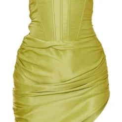 Robe Moulante Froncée Satinée Vert Citron à Armatures Et Détail Bonnets -Jolie Vêtue Soldes Magasin 81b63e1ee57193470eabfd400c58b55cb13d3c87 cnd0378 5