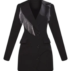 Robe Blazer Cintrée Noire à Bordure En Franges Strassées Et Manches Longues -Jolie Vêtue Soldes Magasin 81b65af06a75b59f7bd8279cc581abdadb4305b7 cnc5795 5
