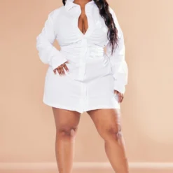 Zero Plus Robe Chemise Froncée En Popeline Blanche -Jolie Vêtue Soldes Magasin 81ed85da3cdba38dfd01c807c5717e09b4abf906 cnc7368 3