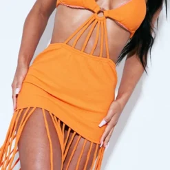 Robe De Plage Orange En Maille Crochetée Découpée à Anneau -Jolie Vêtue Soldes Magasin 81f1679a0387cc1dedcef00b652a32d20b21dcf5 cnd3570 4