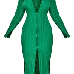Plus Robe Chemise Vert Vif Plissée Oversize -Jolie Vêtue Soldes Magasin 82a55bc56af5bfbc7f338f1e706aac3790ed574f cna7462 5