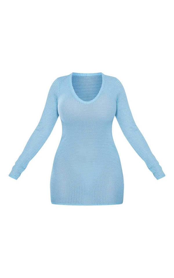 Shape Robe Texturée Bleu Vif à Manches Longues Et Col En V 7 Shape Robe Texturée Bleu Vif à Manches Longues Et Col En V – Image 5