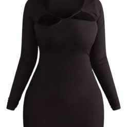 Shape Robe Moulante Noire Côtelée à Découpes Et Manches Longues -Jolie Vêtue Soldes Magasin 82ce1487ff853d1cc1ea658be5c2a0649e4aed05 cmy3351 6