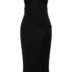 Robe Mi-longue Asymétrique Texturée Noire Drapée Fendue -Jolie Vêtue Soldes Magasin 82dd502c18af2f3fae5c27938859c9cb7e7f3609 cnd7576 5