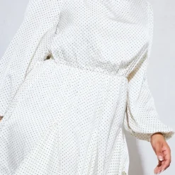 Plus Robe Droite Crème Imprimé Pois à Ourlet Plissé -Jolie Vêtue Soldes Magasin 830a79401ba990057a484d88eaf7f63fdafd104f cnd4901 4