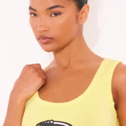 Robe Moulante Jaune Citron à Badge Slogan -Jolie Vêtue Soldes Magasin 832cb0e407666137f81de1871e6af116015c8301 cne6550 4