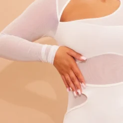 Shape Robe Très Moulante En Mesh Superposé Blanc à Manches Longues -Jolie Vêtue Soldes Magasin 833bc6763af93eec36f96b816b9495dcaf9870a8 cmw7710 5