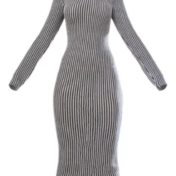 Robe Longue Côtelée Bicolore Noir Et Blanc à Col Montant -Jolie Vêtue Soldes Magasin 83506ba7f9a31d0da1d4d8d1794d35cf6a2f9ffa cnb1087 5