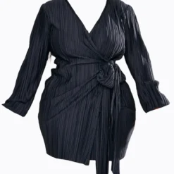 Plus Robe Cache-coeur Moulante Plissée Noire -Jolie Vêtue Soldes Magasin 83775b4040b0706e92e51181a54c72ab4b8d6790 cnd2783 5