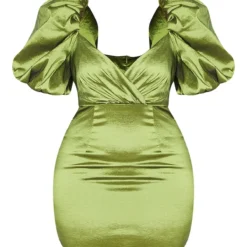 Plus Robe Moulante En Maille Tissée Vert Olive à Manches Bouffantes -Jolie Vêtue Soldes Magasin 839d64b7b20f91df42fcaa58137f58f49a9060de cmu5767 6