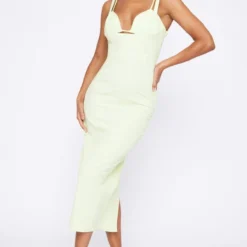 Robe Longue Vert Citron En Effet Lin à Coutures Et Doubles Bretelles -Jolie Vêtue Soldes Magasin 83b6980fad181970fd51828dffc39d9c3a078b64 cnd5414 3