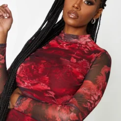 Shape Robe Moulante Rouge En Mesh Imprimé Asiatique à Col Haut -Jolie Vêtue Soldes Magasin 83b9a8aea7e8790b35bb13713d3de2c0f96b0e47 cmg9624 5