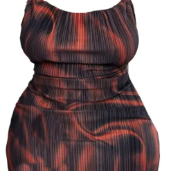 Plus Robe Moulante Satinée Plissée Chocolat à Imprimé Tourbillons Et Col Bénitier -Jolie Vêtue Soldes Magasin 83bfe3cdd70e5d0e8e5770d2f6bfa9b3c73558f5 cnc9753 5