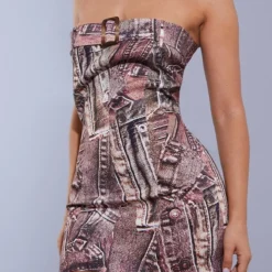 Petite Robe Courte Marron Imprimée Jean à Boucle Devant -Jolie Vêtue Soldes Magasin 83c14507e7694c63a9247b290ea672a396c70cda cnd0190 4