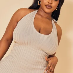 Plus Robe Longue En Maille Tricot Gris Pierre à Décolleté Plongeant -Jolie Vêtue Soldes Magasin 846ad16610d0a76966b371f07dd0e30efa7fa28c cmw2975 5