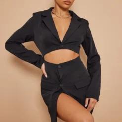 Robe Blazer De Tailleur Moulante Noire à Taille Découpée -Jolie Vêtue Soldes Magasin 84756c58f5e0cff3c342fd9e2cc981ce597921fe cmv3302 1
